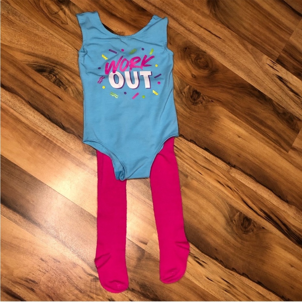 12-24 months 80’s workout costume blue/ pink